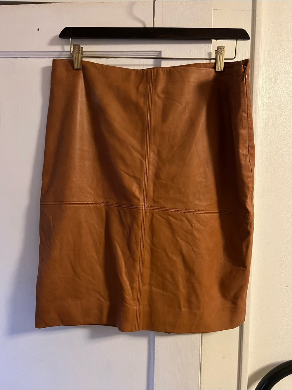 NWT Lauren Ralph Lauren 100% Lamb Leather Pencil Skirt FLAW
